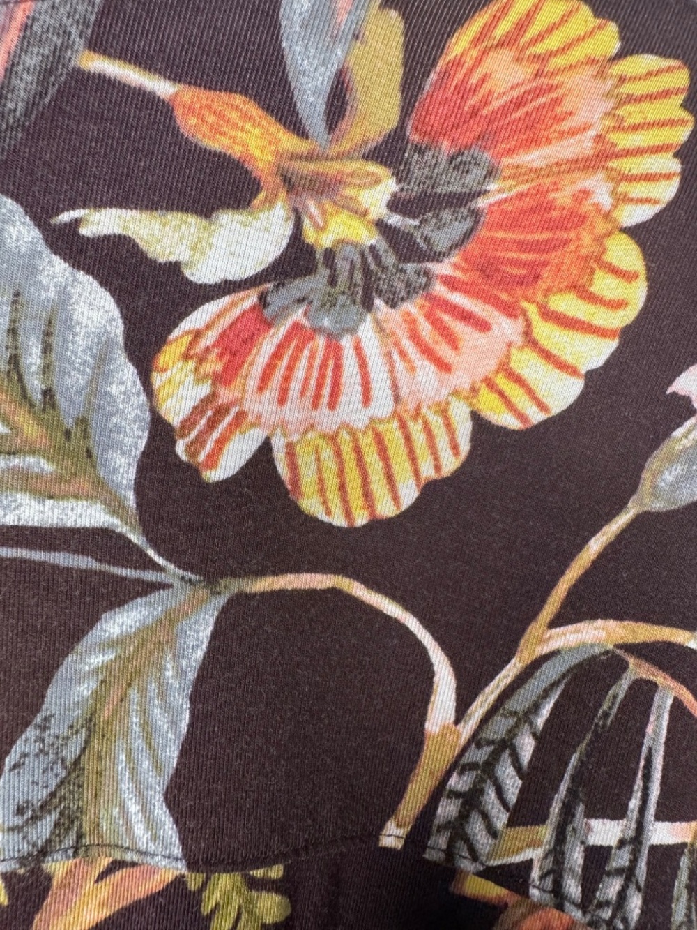 Soma "Cool Nights" Chocolate Brown Tropical Print Kimono Robe L/XL - Picture 13 of 14